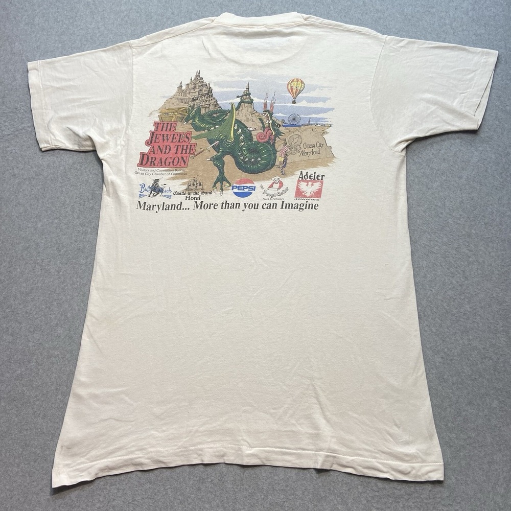 Vintage Sand Castle Single Stitch White TShirt Graphic Size XL Made In USA